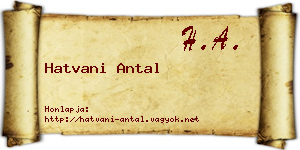 Hatvani Antal névjegykártya